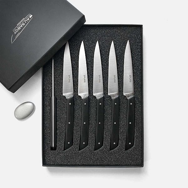 coffret 6 couteaux design épure noir