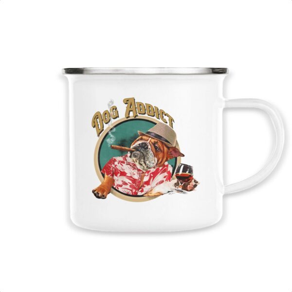 MUG "DOG ADDICT" BullDog - Mu00e9tal Emaillu00e9